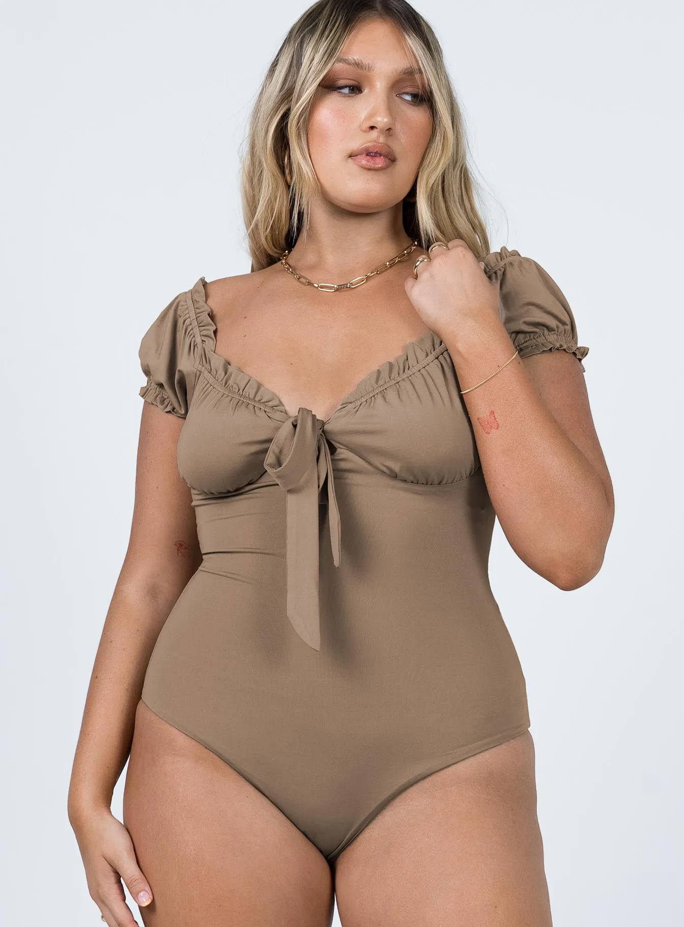 olive bodysuit Medina Bodysuit Brown