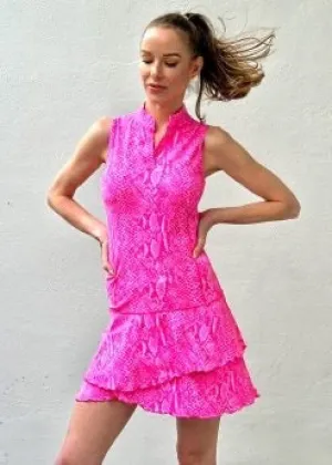 New Ella Belle Chacha Dress - Pink Python Size L MSP$160 Low Maintenance