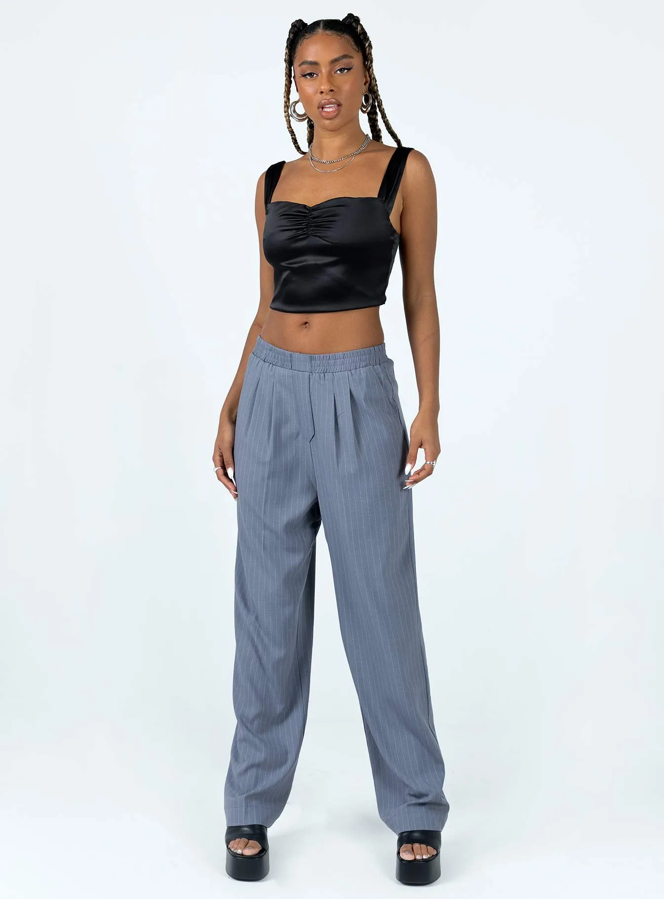 Agyness Pant Slate Pinstripe Snag Resistant Fabric AbrasionResistantFabric