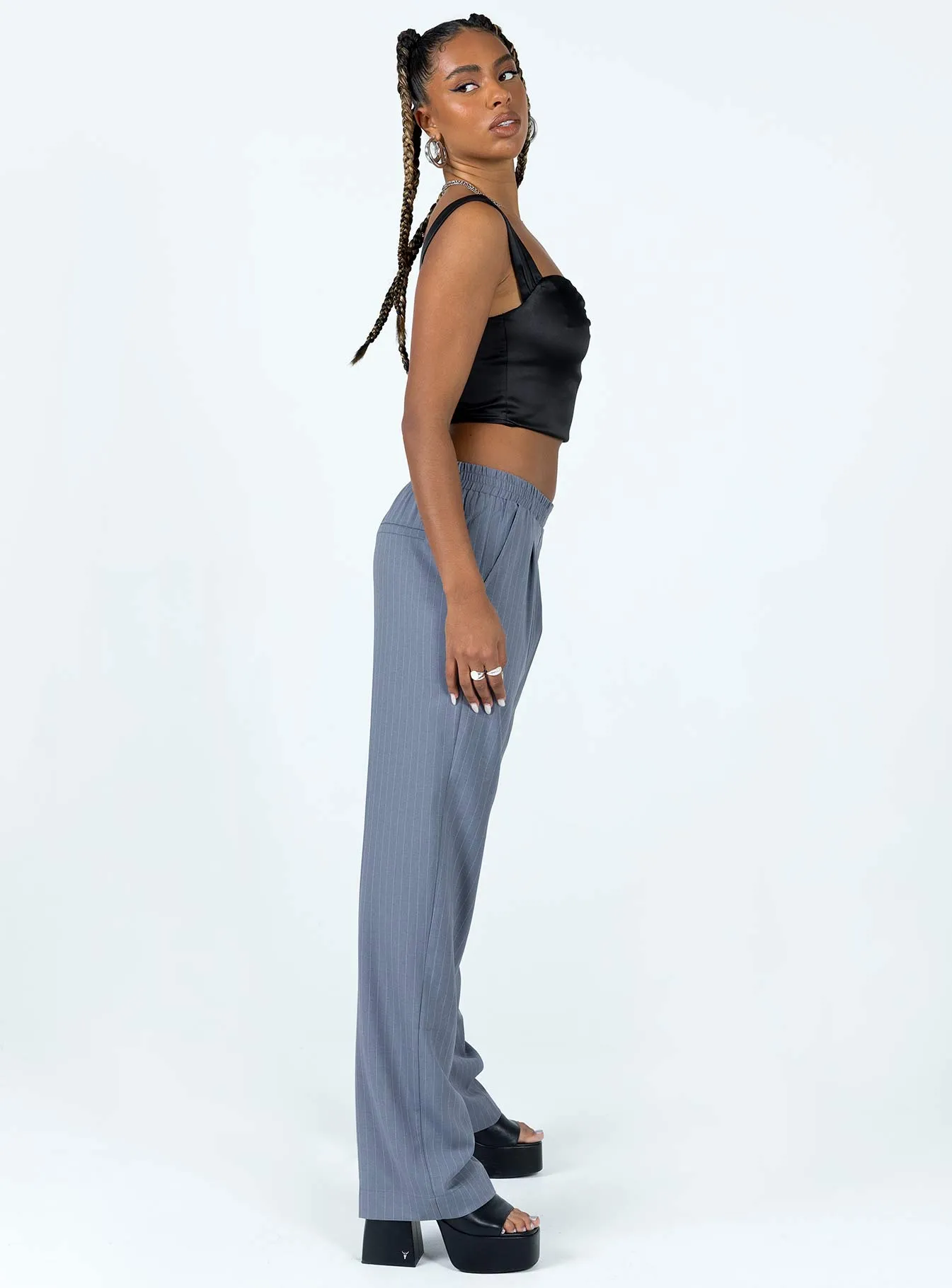 Zero Waste Manufacturing Agyness Pant Slate Pinstripe