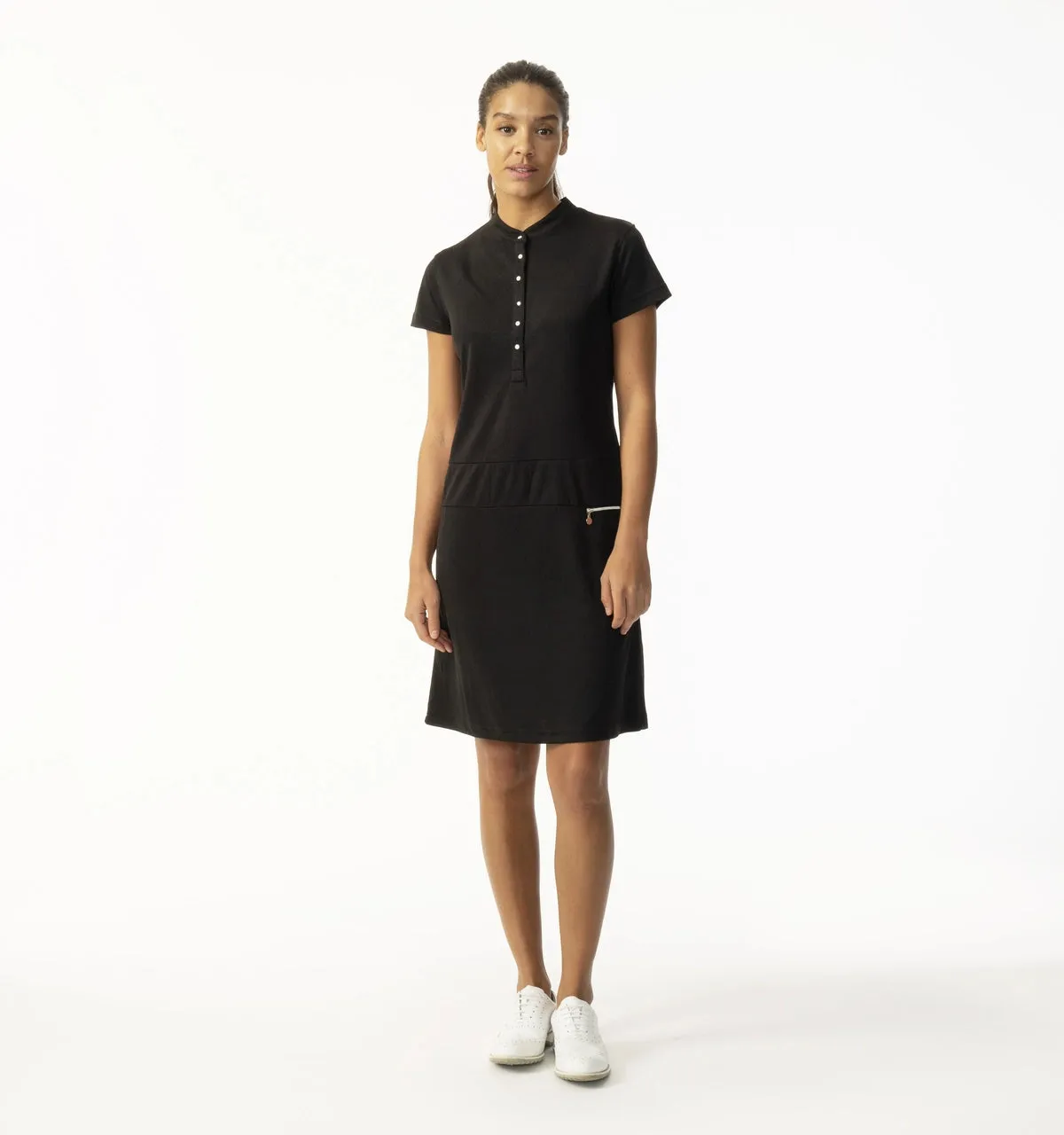 Fluid Cut Daily Sports Womens Selena Black Cap Sleeve Dress - BLACK