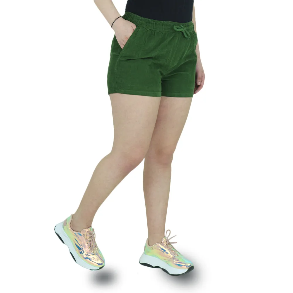 Day Wear Durable Weave Women's Ribbed Short,Olive
