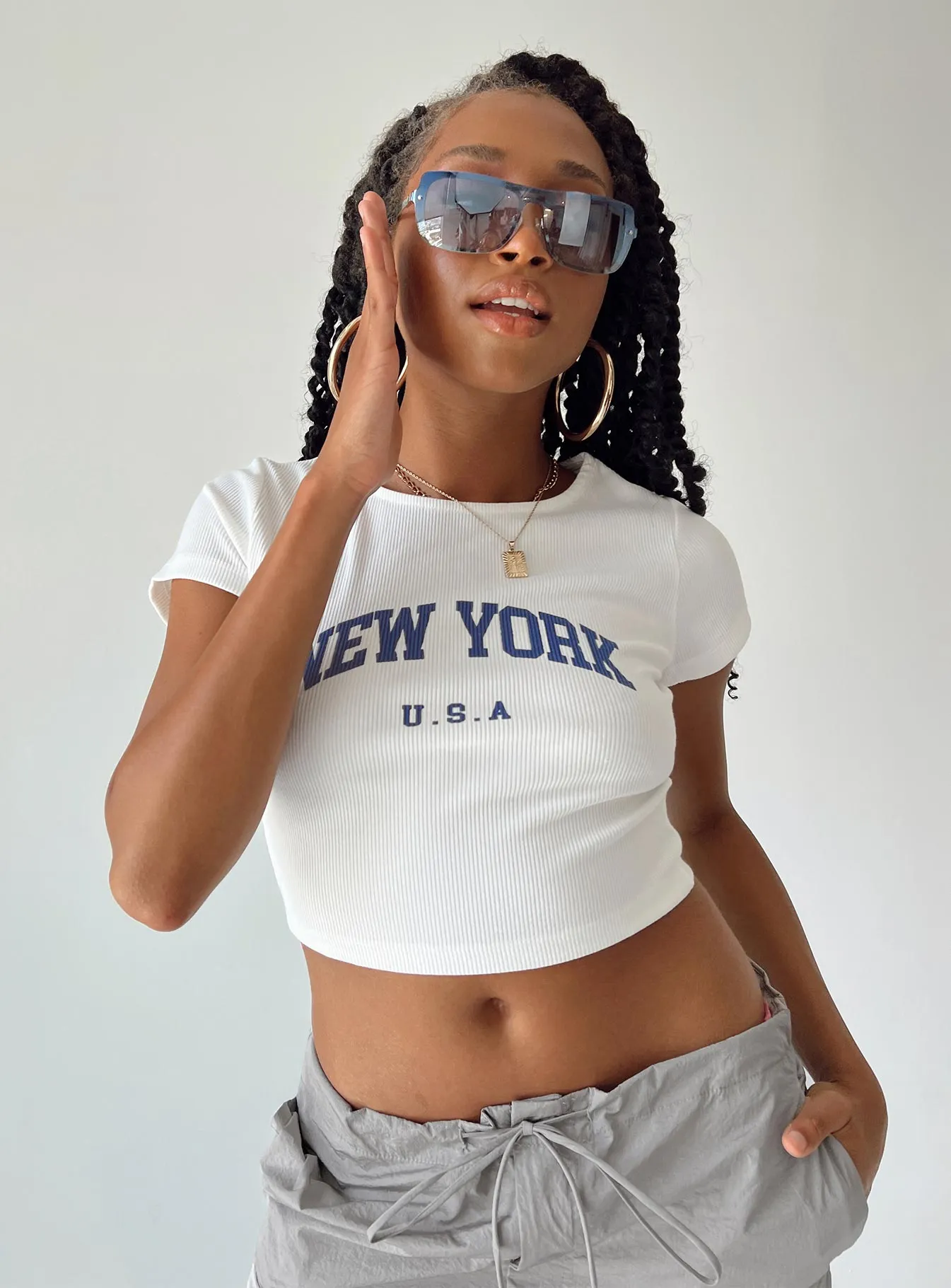 New York Baby Tee White Performance Fit Wear