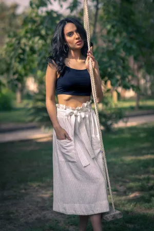 Linen Lines A-Line Skirt Sporty Edge Autumn Stroll