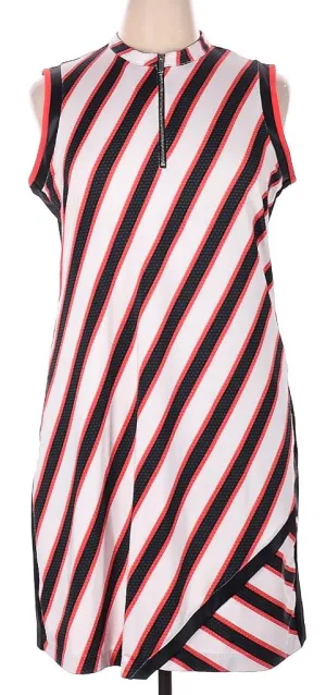 Summer Friendly Tail Activewear Red, White & Black Diagonal Striped Sleeveless Golf Dress Size XL MSP$90