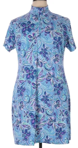 Sage Glow Layer Ready Ibkul Blue Floral Short Sleeve Golf Dress Size XL MSP$128