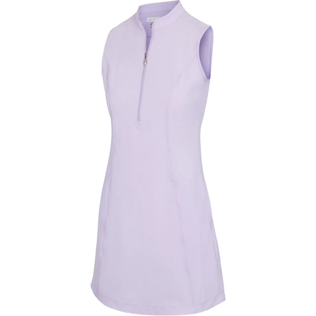 New Women's Greg Norman Pleated Tech Warp Sleeveless Golf Dress MSP$99 Soft Detail Geometric-pattern