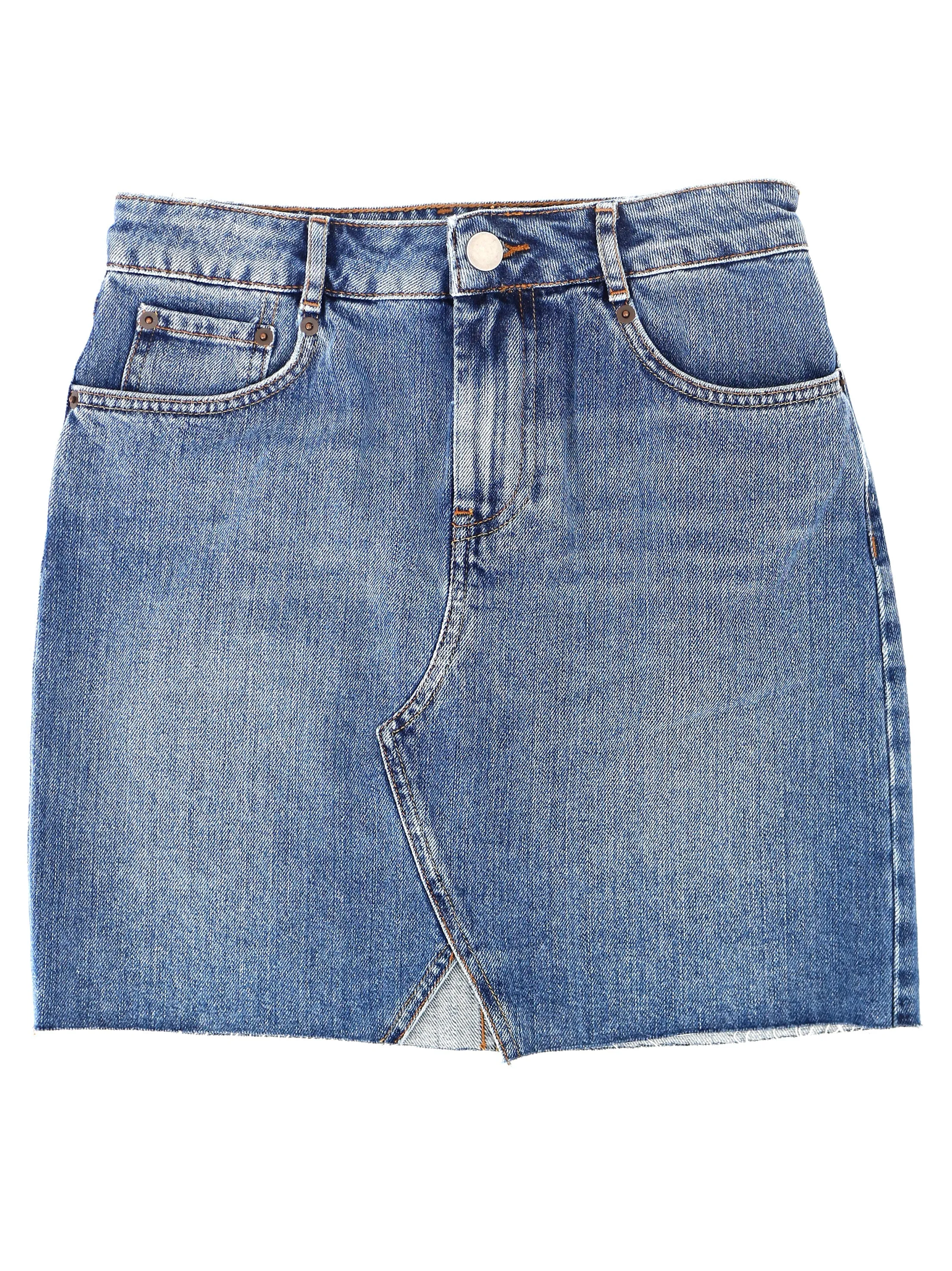 Women's Plain Solid Denim Skirt,Blue Abrasion resistant