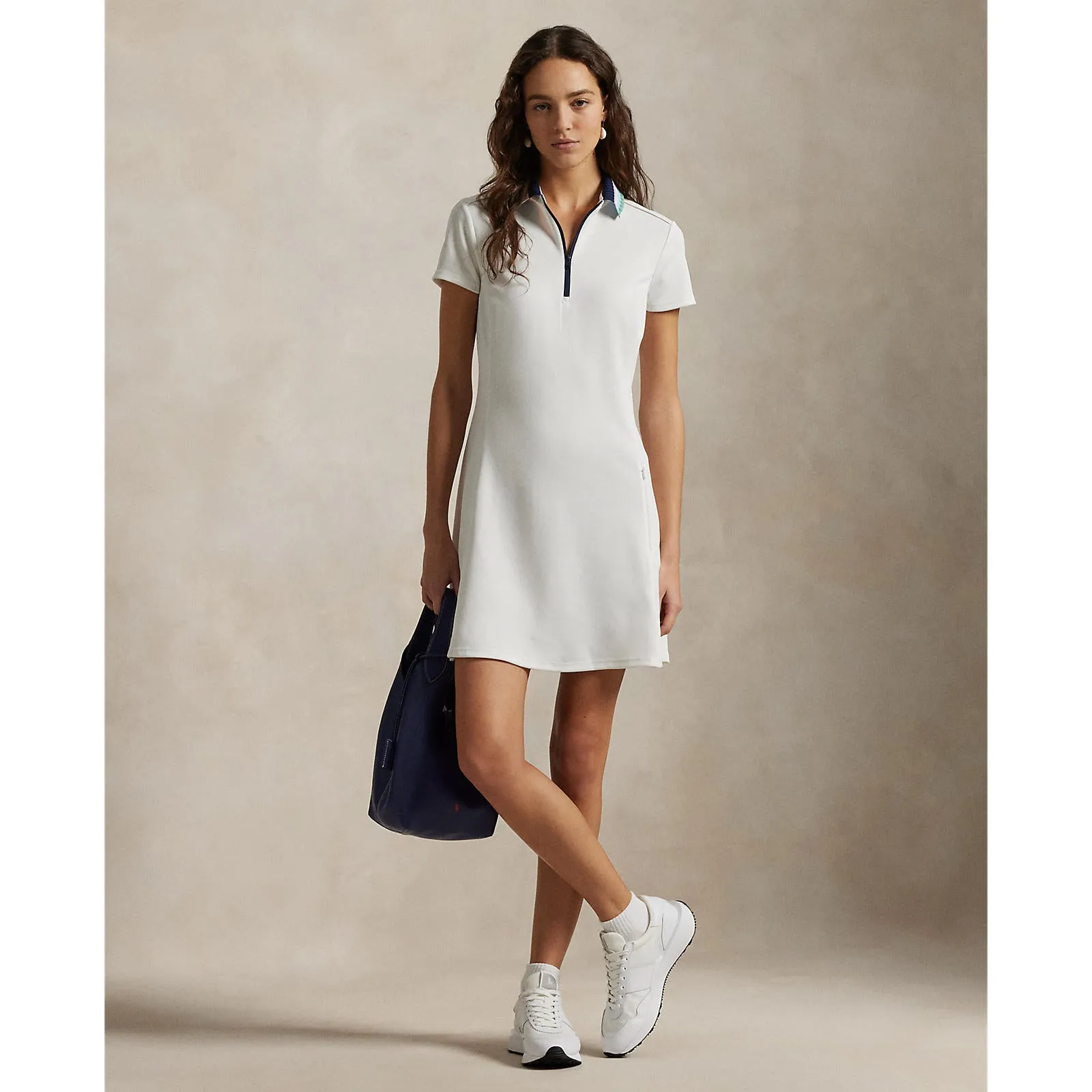 Relaxed Motion RLX Ralph Lauren Women's Knit Collar Dress - Ceramic White