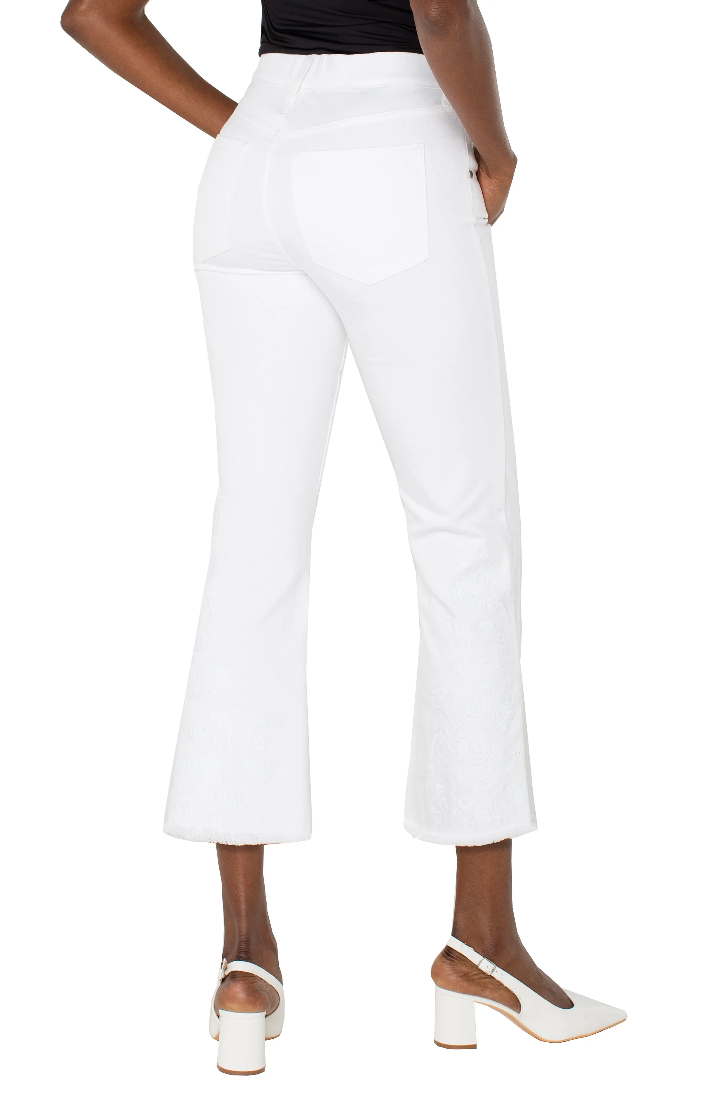*SALE* LIVERPOOL GIA GLIDER CROPPED FLARE - WHITE Athletic Wear Village Charm