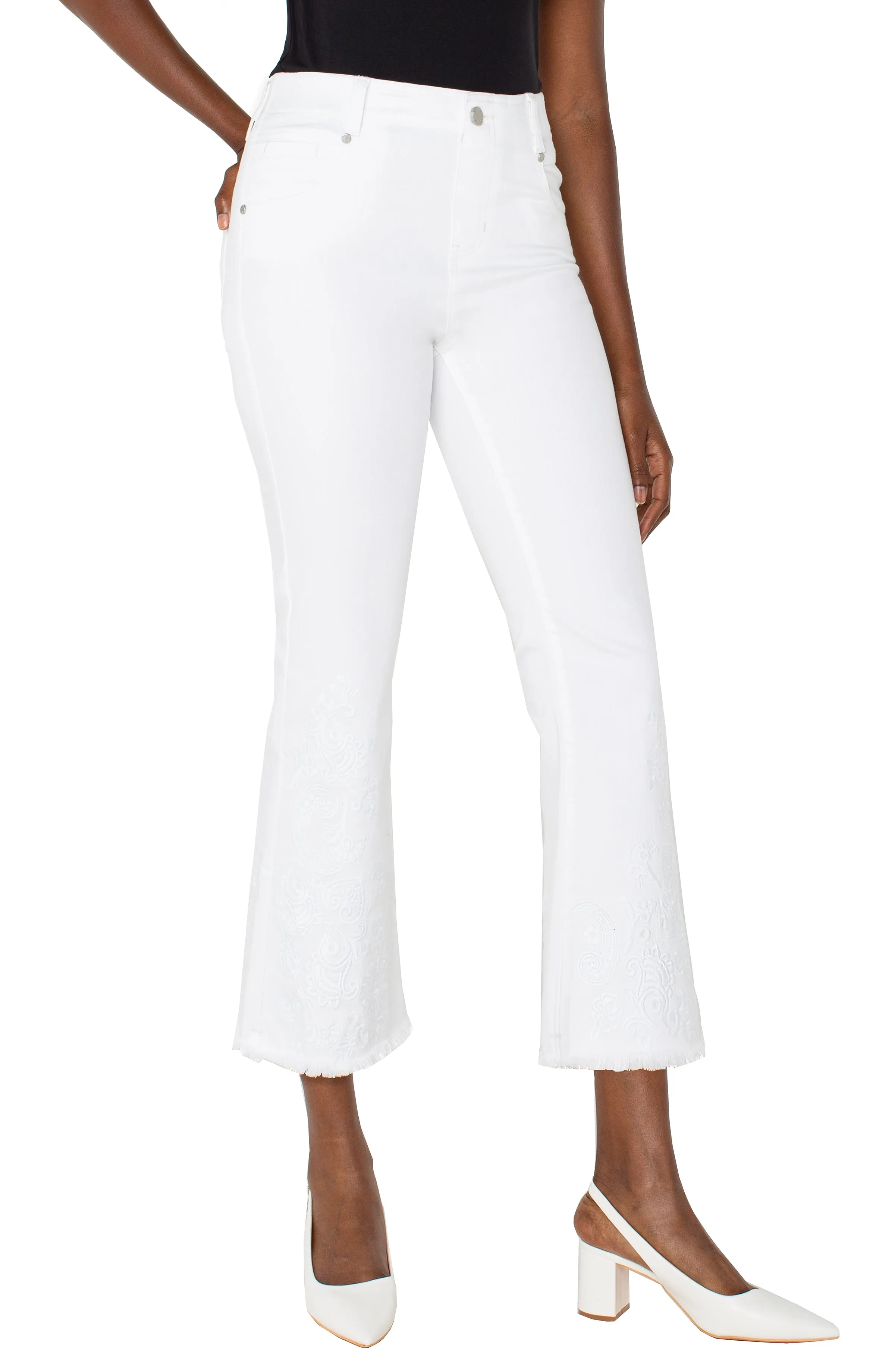 *SALE* LIVERPOOL GIA GLIDER CROPPED FLARE - WHITE UVProtectionCloth slim fit
