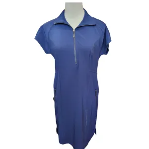 Fashion Daily Sleek Fit New Chico's Zenergy Navy Zip Short Sleeve Active Dress Size XS MSP$99