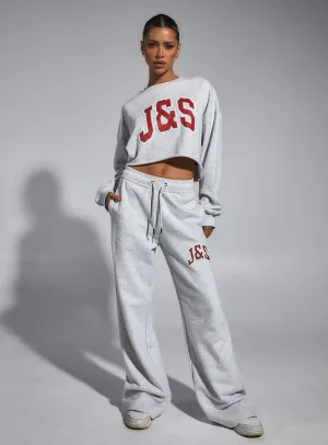 MachineWashableFabric Move Freely JGR & STN Double Play Trackies Snow Grey Marle