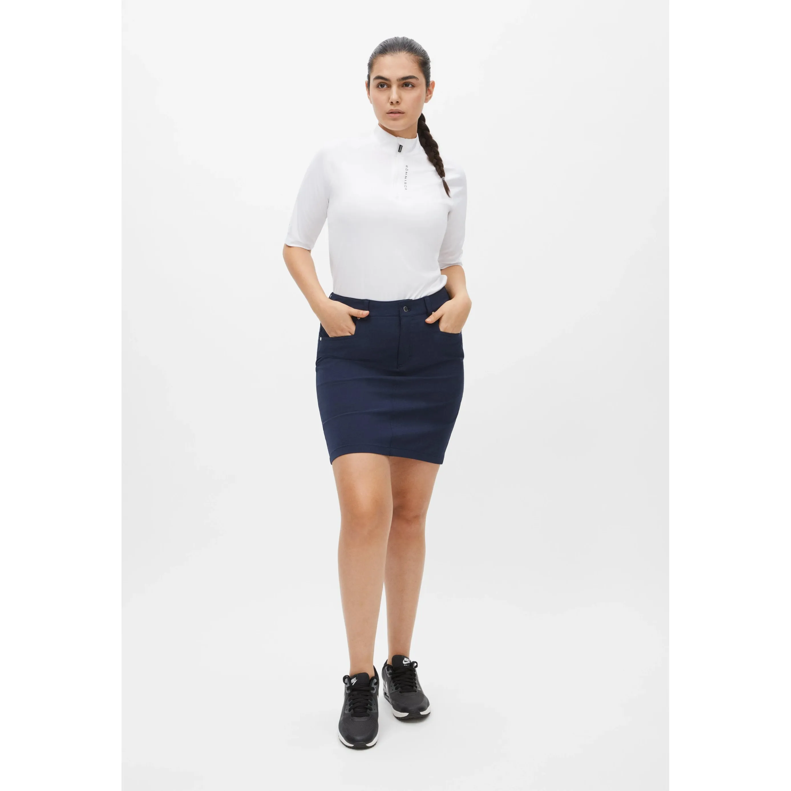 Rohnisch Women's Chie Comfort Golf Skort - Navy Hidden Zipper Chic Fit