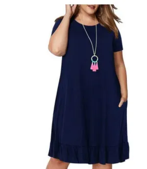 Plus Size Summer Dresses Round neck Short Sleeve Mini dress CrinkleResistantWeave Dreamy Layers