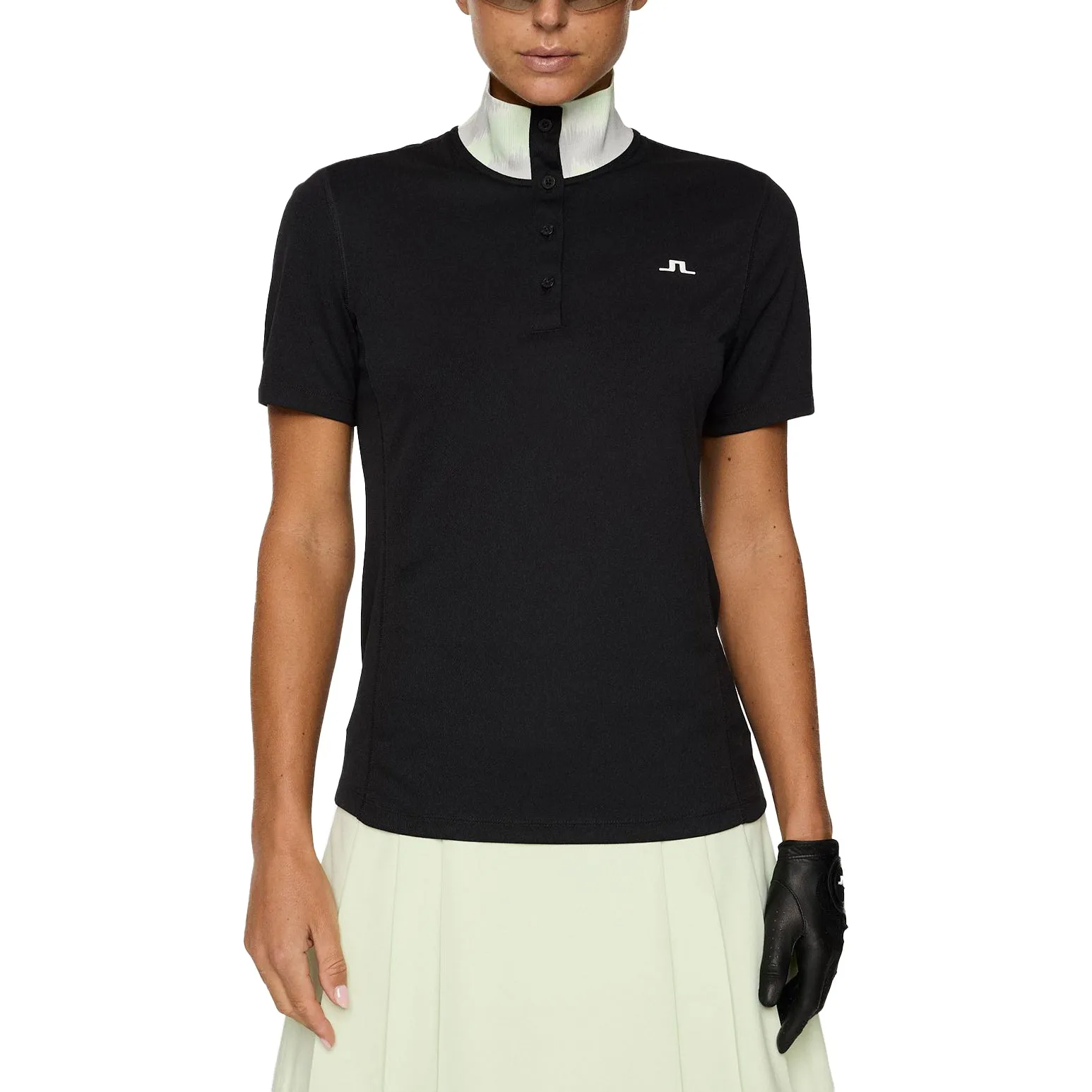 J.Lindeberg Women's Piper Golf Polo Shirt - Black Leader Fit