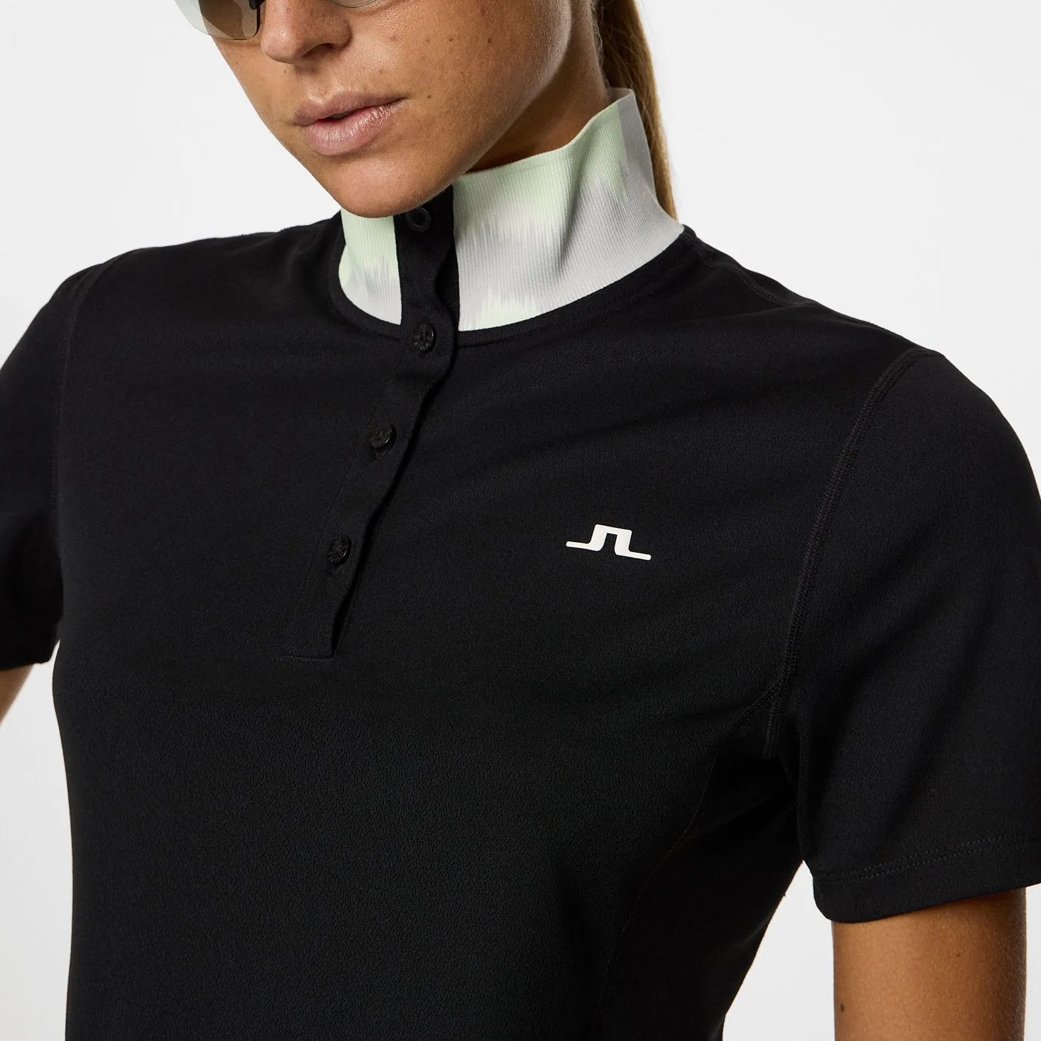 FoldableDesign Adjustable Drawcord J.Lindeberg Women's Piper Golf Polo Shirt - Black