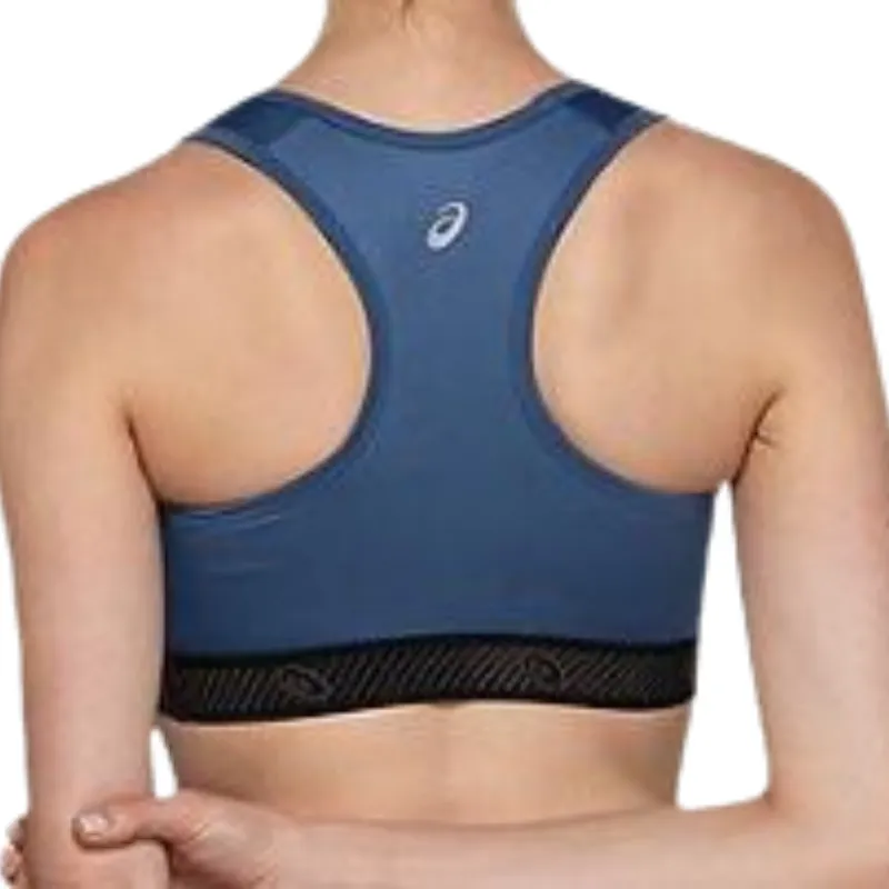 Asics Logo Sports Bra - Magnetic Blue Soft Band Thin Straps