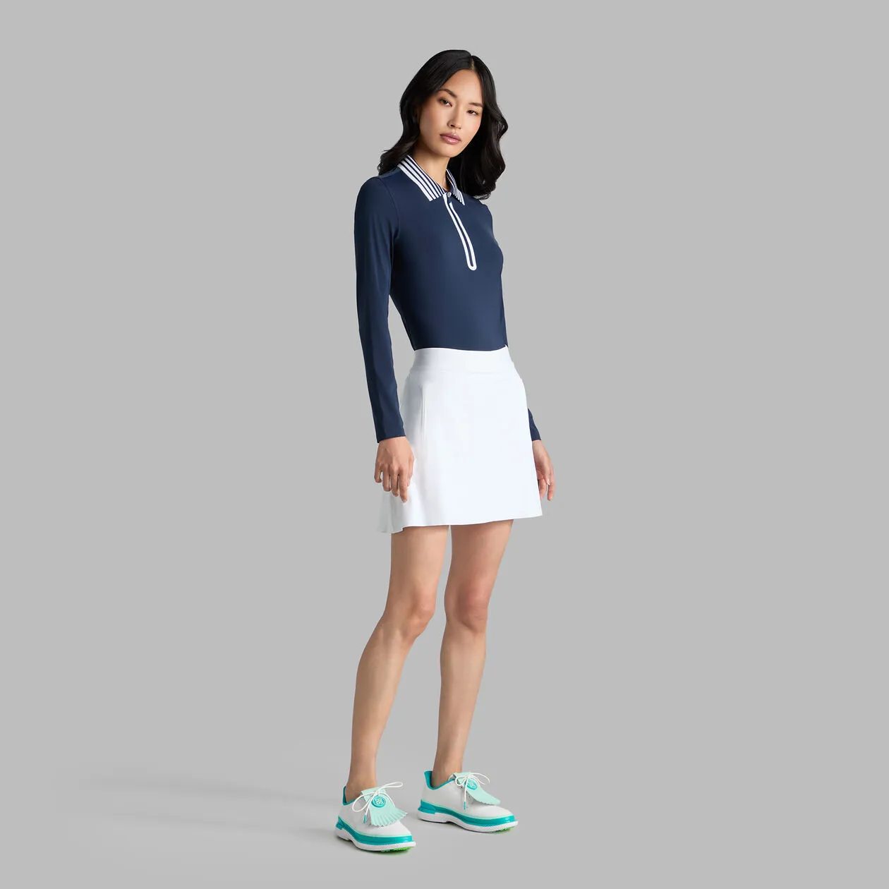 Everyday Comfort Timeless Skirt G/Fore Women's Silky Tech 1/4 Zip Long Sleeve Golf Polo Shirt - Twilight