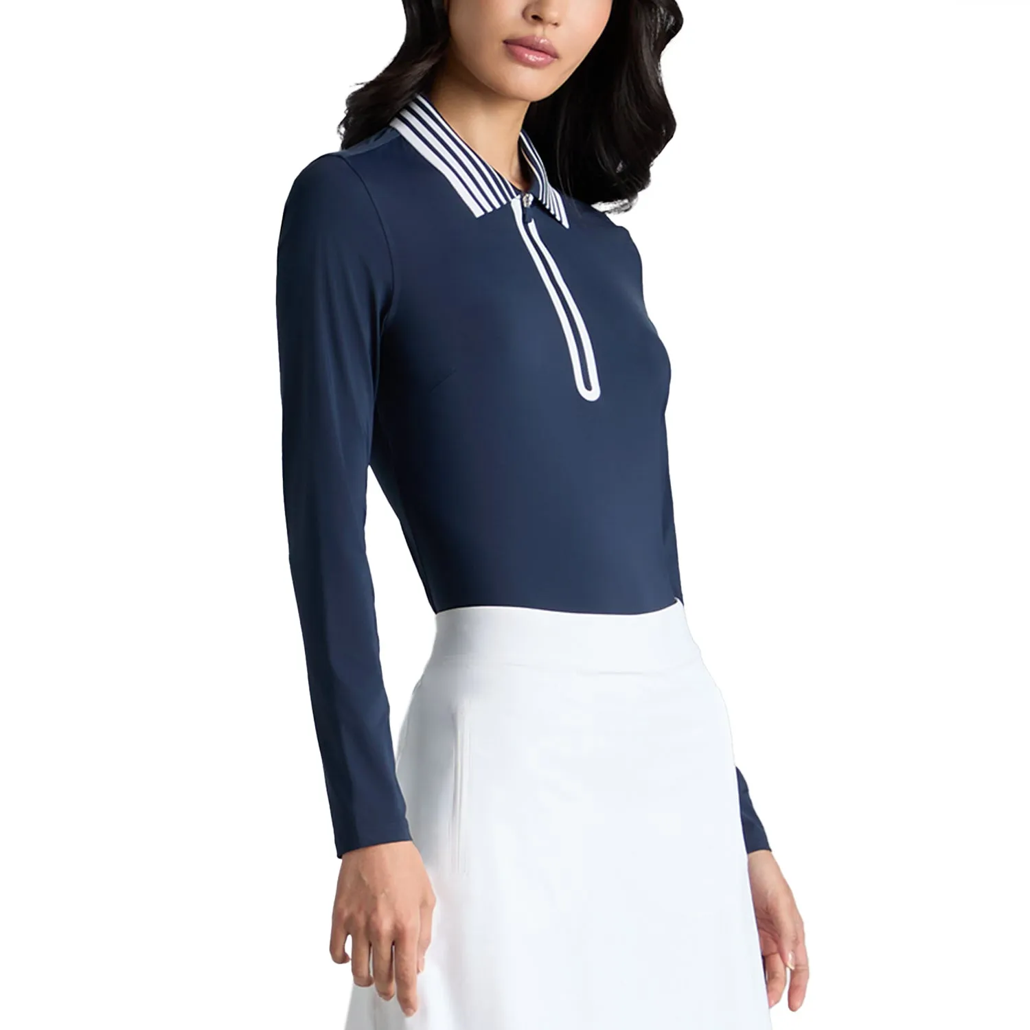 QuickDryingTech Everyday Look G/Fore Women's Silky Tech 1/4 Zip Long Sleeve Golf Polo Shirt - Twilight