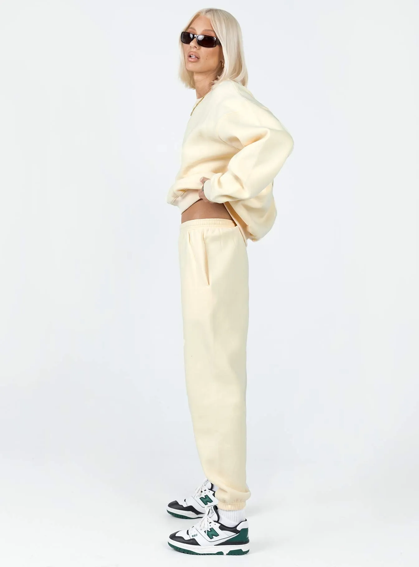 Distressed finish Comfort Fit Wear Meika Track Pants Beige