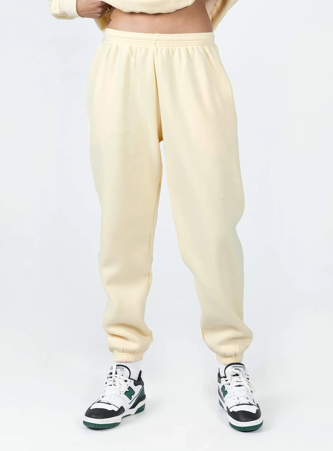 Noise Reduciting Fabric Laser Cut Perforations Meika Track Pants Beige