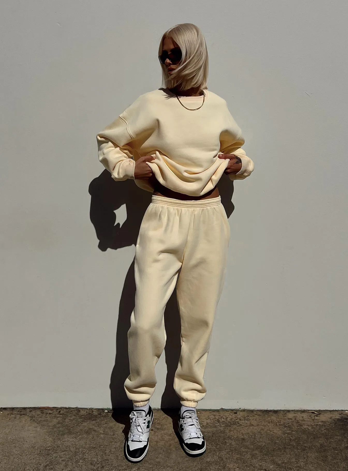 Meika Track Pants Beige Organic Cotton