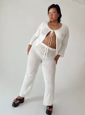 stain resistant coating Flared bottom Wild & Free Crochet Pants Curve White