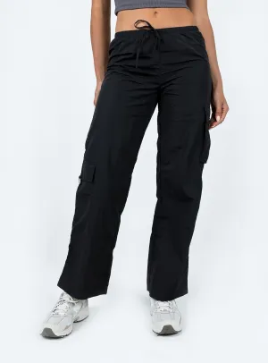 Fernando Parachute Pants Black Relaxed Lines RecyclablePackaging