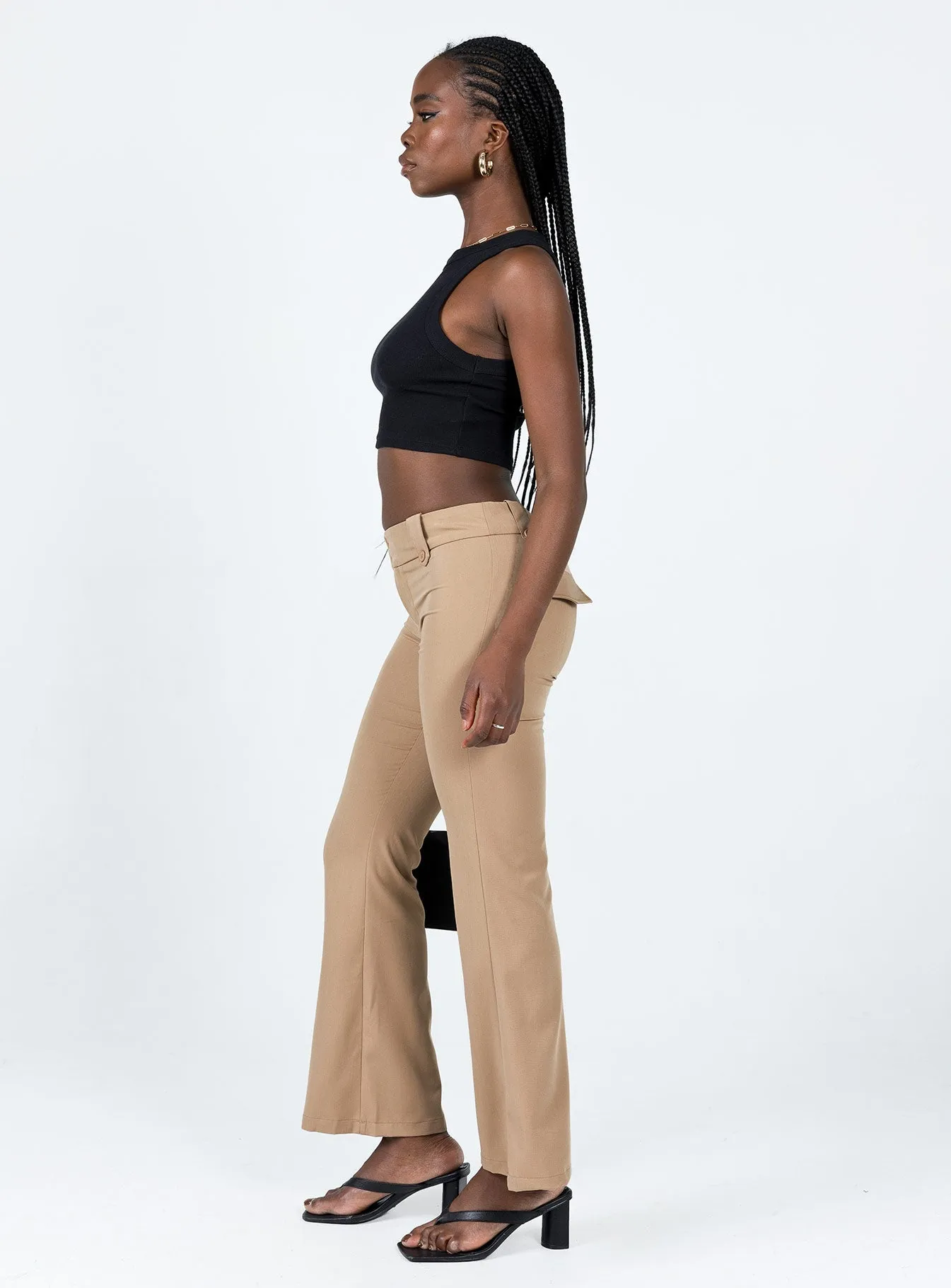 Cozy Style Yianna Low Waist Flare Pant Beige