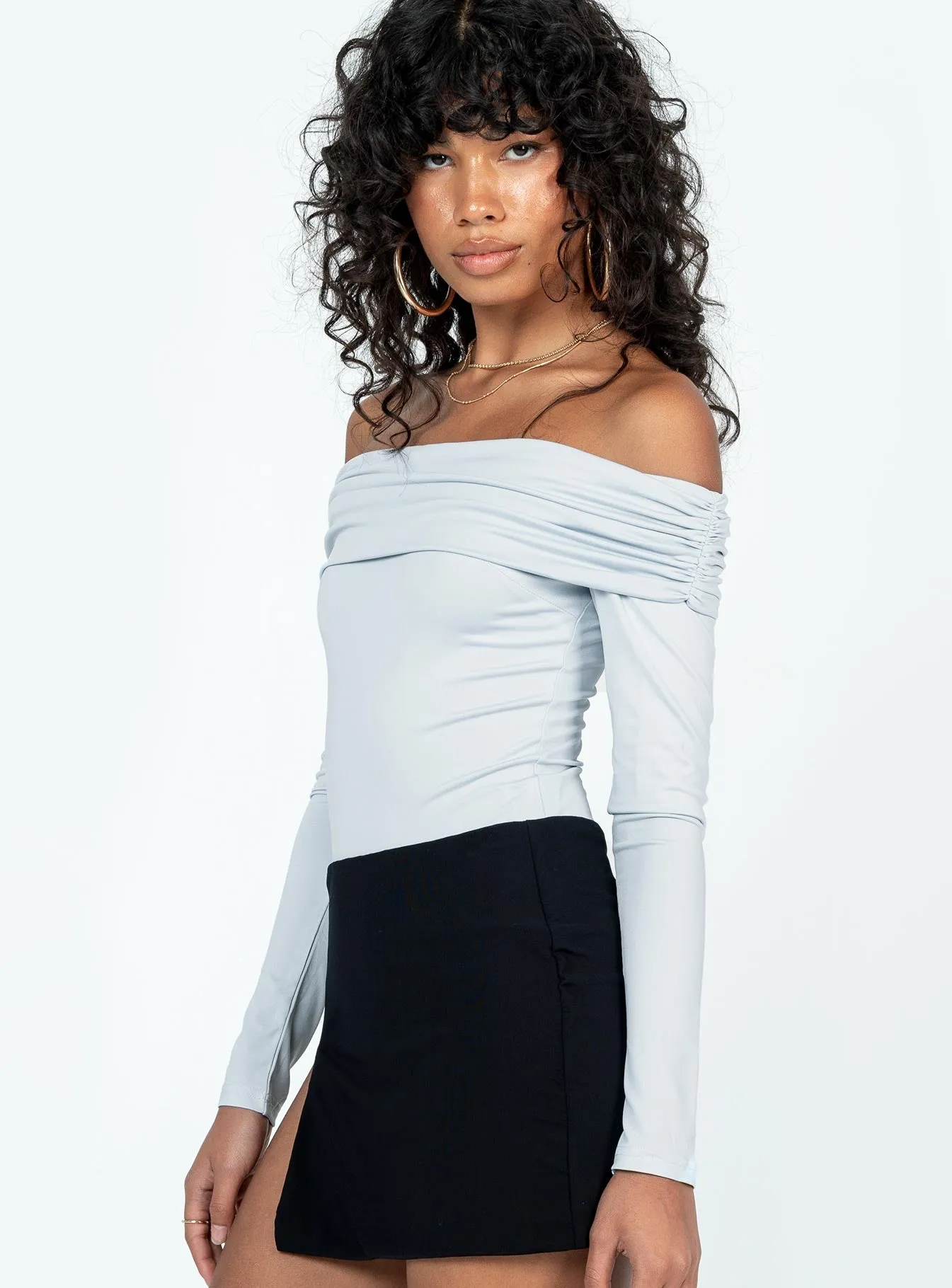soft fabric bodysuit Stocklin Off Shoulder Bodysuit Blue