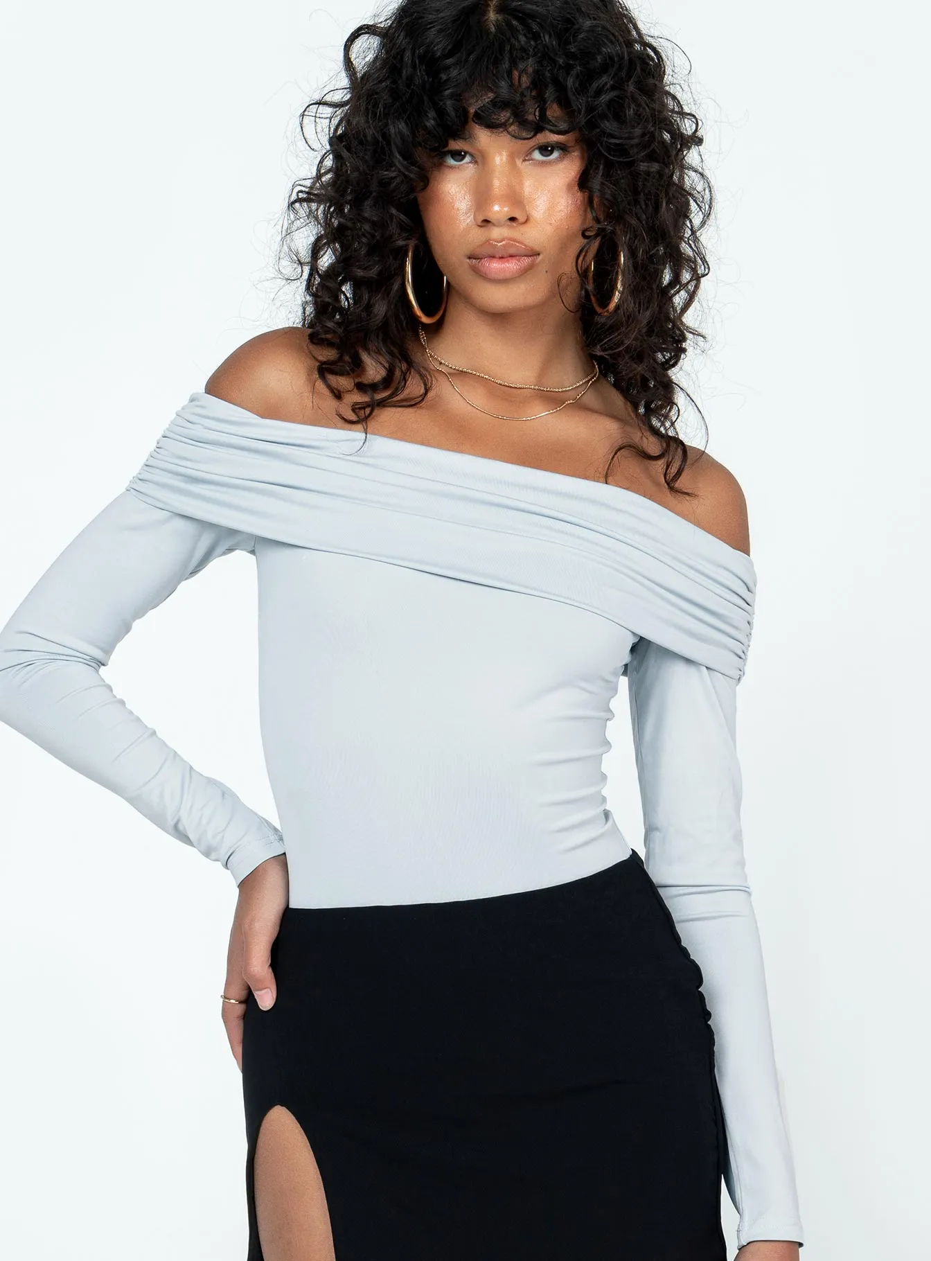 sexy night bodysuit short sleeve bodysuit Stocklin Off Shoulder Bodysuit Blue
