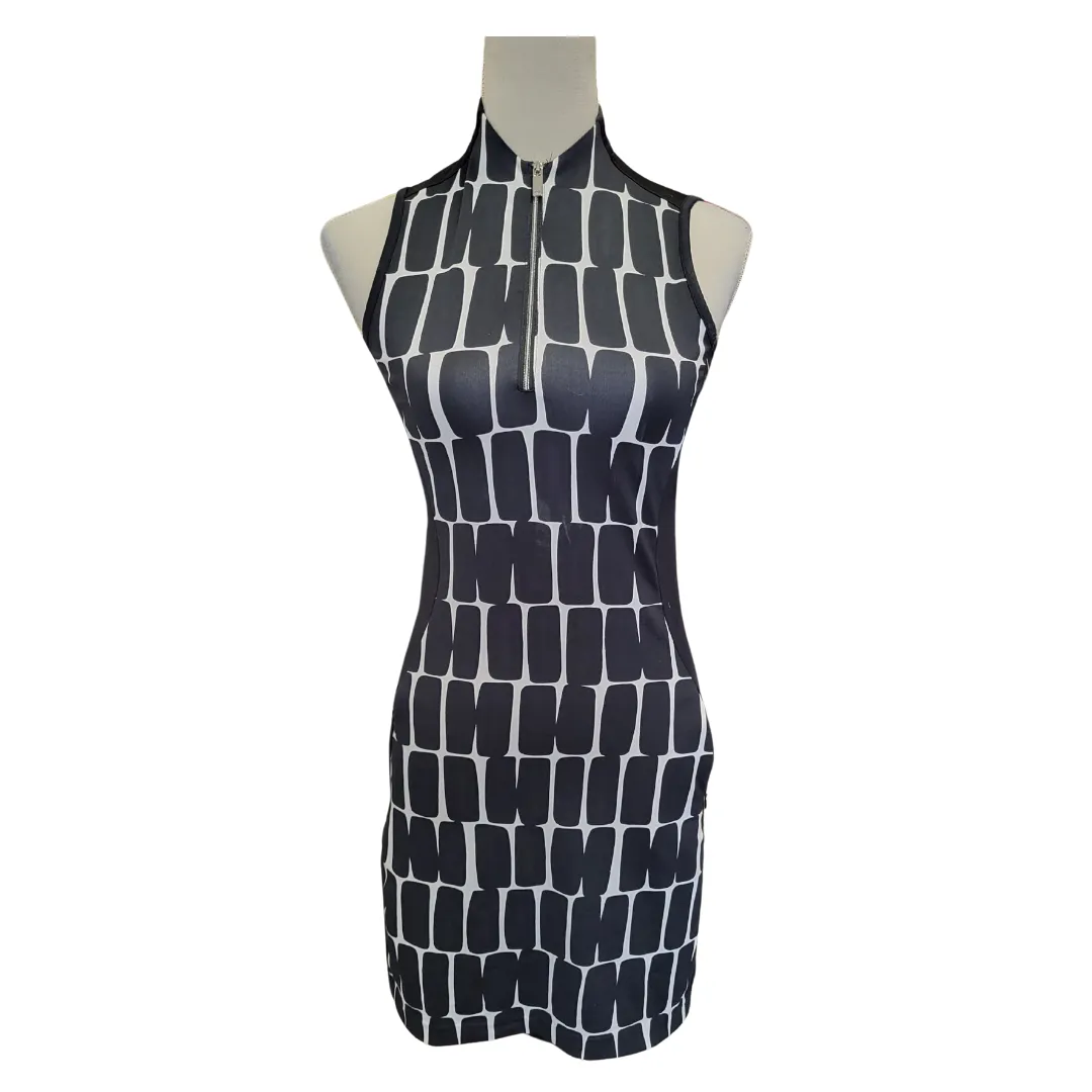 Tail Activewear Black & White Block Print Sleeveless Golf Dress Size XXS MSP$110 Classic Waistband
