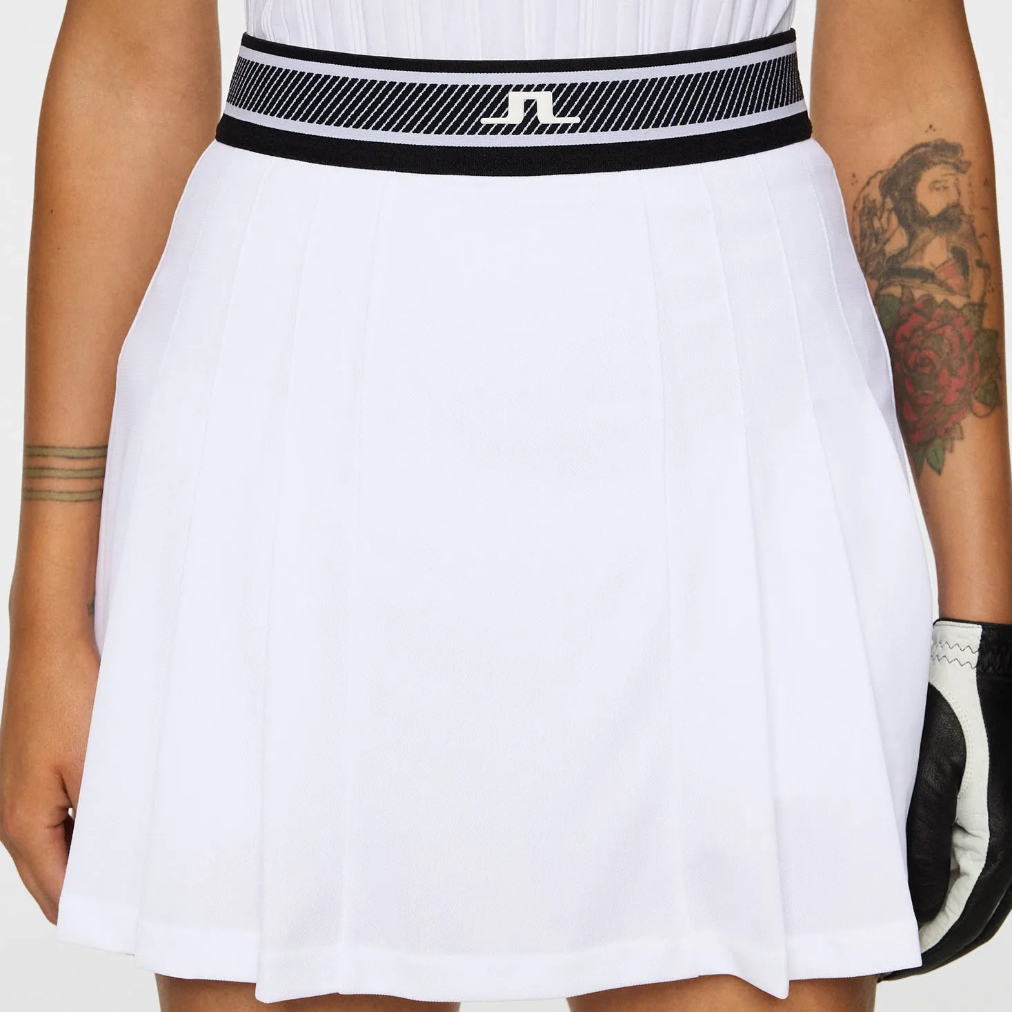 Tiered Layers Matte Texture J.Lindeberg Women's Harlow Golf Skirt - White