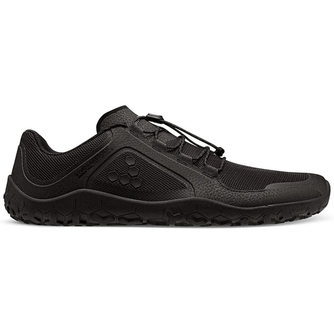 Vivobarefoot Primus Trail II FG, Womens Recycled Breathable Mesh Off-Road Shoe with Barefoot Firm Ground Sole Black Thin