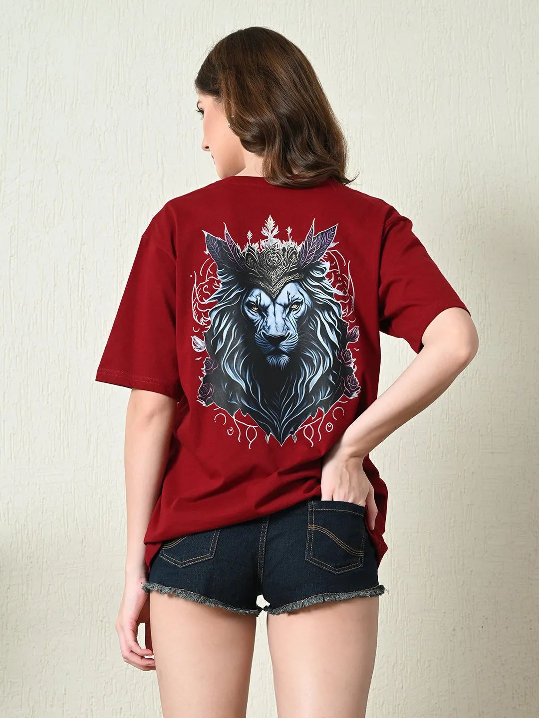 Chill Mode Classic 100% Cotton Lioness T-shirt ?C Maroon
