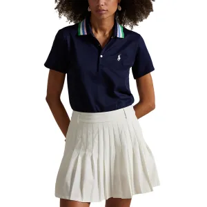 HighElasticity MultiPocket System RLX Ralph Lauren Women's Tour Pique Knit-Collar Polo Golf Shirt - Refined Navy/Tiller Green Multi