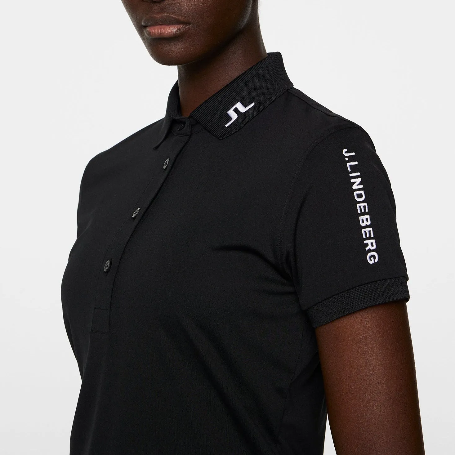 J.Lindeberg Women's Tour Tech Golf Polo Shirt - Black HighVisibility