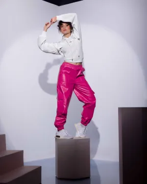 Serene Ease Cargo Pants Lined leather - PINK