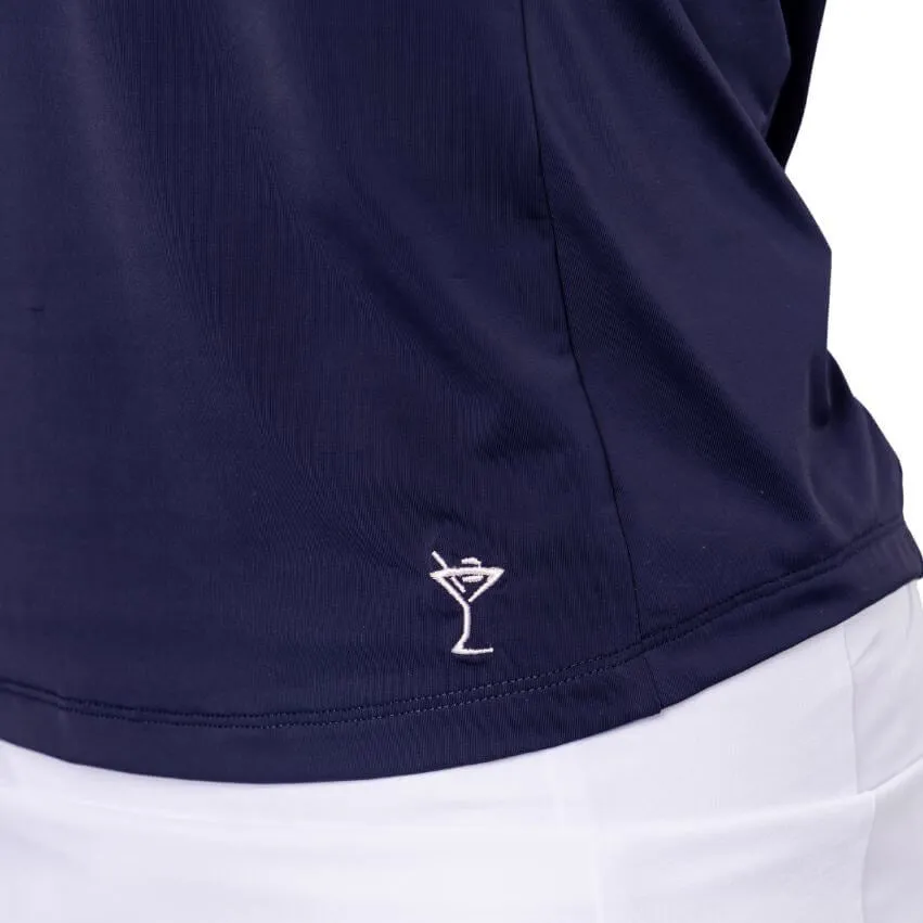 Winter Fashion LightweightDesign Golftini Women's Say Yes Sleeveless Golf Polo Shirt - Navy/White