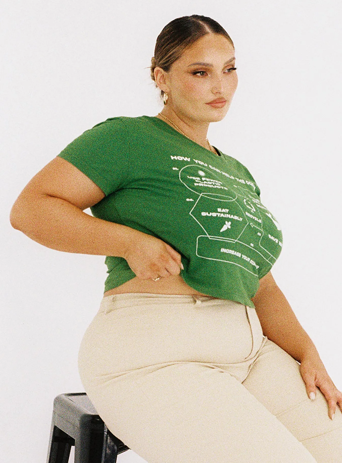 Timeless and Chic Casual Flex Design Organic Protect Charity Baby Tee Green Curve