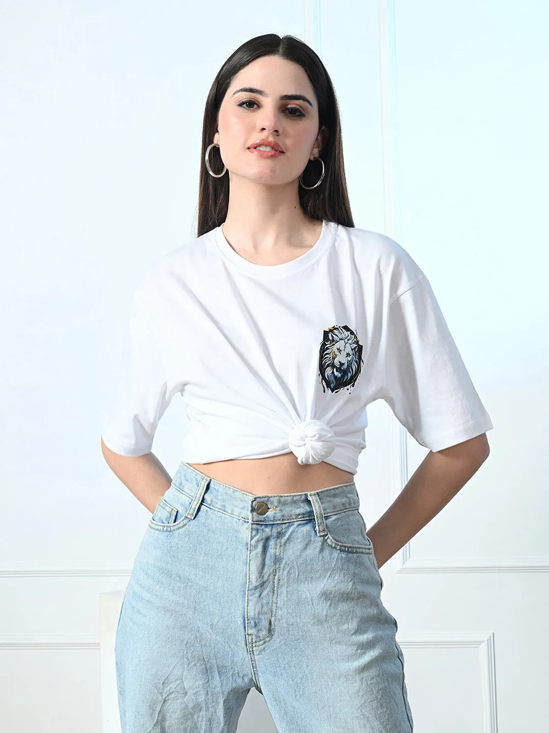 Fresh Outfit tall size Classic 100% Cotton Lioness T-shirt ?C White