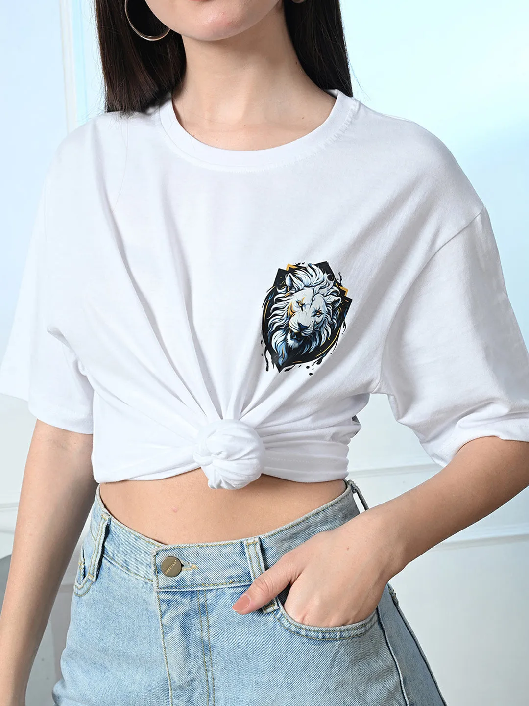 Effortless Fit UV Protective Fabric Classic 100% Cotton Lioness T-shirt ?C White