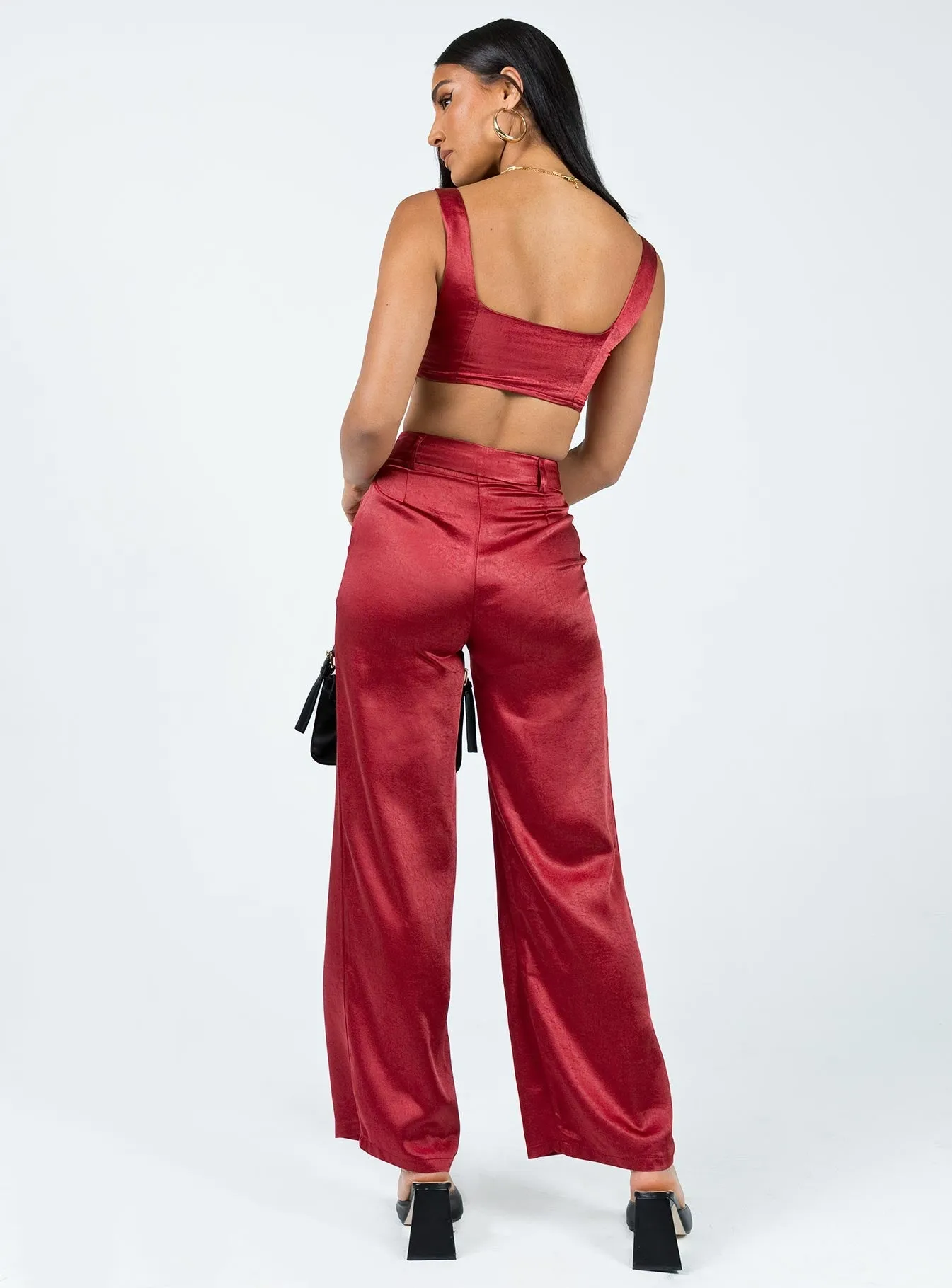 Dynamic Flex Panels Light Waist Huxley Satin Set Burgundy