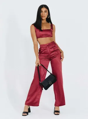 Soft Design Durable Weave Huxley Satin Set Burgundy