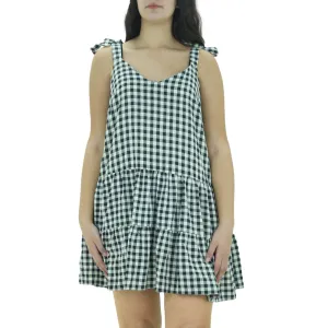 Smooth Finish Smart and Polished Women's Plaid Flare Short Dress,Multi