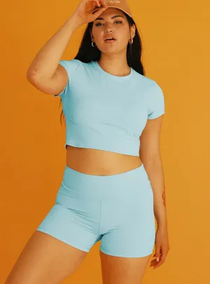 Neutral Color Durable Color Retention Playoffs Crop Top Blue