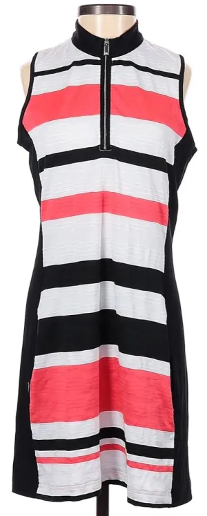 Sheer Element Tail White, Black & Red Striped Sleeveless Golf Dress Size XS. MSP$100