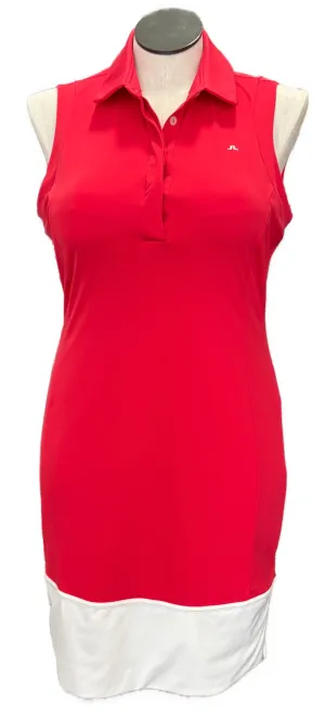 J.Lindeberg Pink Women's Sleeveless Golf Dress w/White Accent Size XL Dreamy Texture
