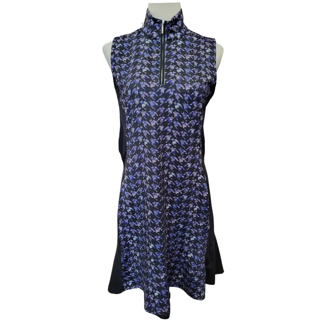 EP NY Violet Striped Houndstooth Print Women's Sleeveless Golf Dress Size M MSP$134 Fitted Shape